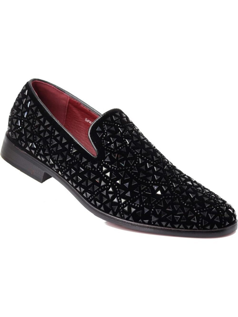 Enzo Romeo Men's Black Rubber Sole Rhinestone Sparkling Suede Loafer Prom Shoes